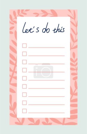 Illustration for Weekly or daily planner. Task or to do list layout for organizing time. Efficiency and Productivity. Design element for personal diary. Cartoon flat vector illustration isolated on gray background - Royalty Free Image