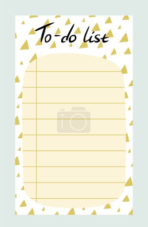 Illustration for Weekly or daily planner. Abstract to do list with geometric shape, triangle and vintage space for text. Design element for social networks. Cartoon flat vector illustration isolated on gray background - Royalty Free Image