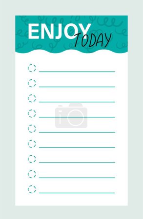 Illustration for Weekly or daily planner. Blank paper for notes or reminders. Organizer for effective time management. Design element for personal diary. Cartoon flat vector illustration isolated on gray background - Royalty Free Image