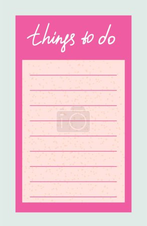 Illustration for Weekly or daily planner. Bright organizer or schedule template with pink frame and texture sheet. Design element for journal or notepad. Cartoon flat vector illustration isolated on gray background - Royalty Free Image