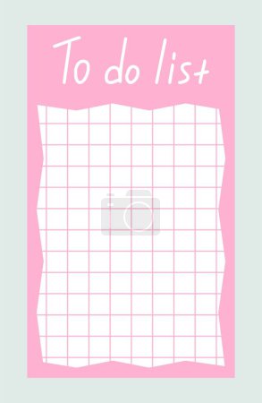 Illustration for Weekly or daily planner. Pink checkered organizer with frame and space for text. Schedule or to do list. Design element for personal diary. Cartoon flat vector illustration isolated on gray background - Royalty Free Image