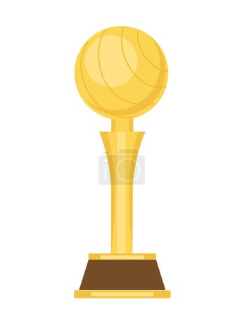 Illustration for Golden trophy cup. Sticker with prize or goblet with sphere on thin stand. Success in competition. Design element for poster or banner. Cartoon flat vector illustration isolated on white background - Royalty Free Image