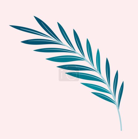 Illustration for Tropic leaf pattern. Green branch on pink background. Graphic element for website, sticker for social networks and instant messengers. Minimalistic and aesthetic logo. Cartoon flat vector illustration - Royalty Free Image