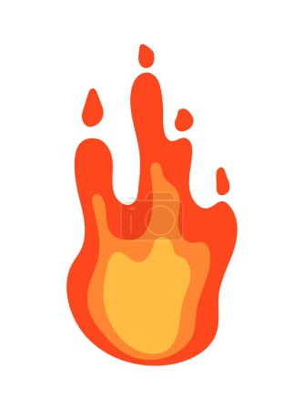 Illustration for Fire flame icon. Sticker for social networks and messengers. Graphic element for printing on fabric. Fashion, style, aesthetics and elegance. Danger and heat. Cartoon flat vector illustration - Royalty Free Image