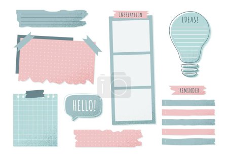 Illustration for Vision board set. Collection of graphic elements for website, space for text and notes, workflow organization and time management. Cartoon flat vector illustrations isolated on white background - Royalty Free Image