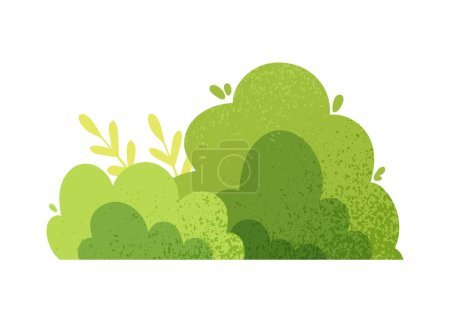 Ilustración de Icono de arbustos diferentes. Elemento gráfico para el sitio web. Símbolo de las estaciones de primavera y verano. Campo, naturaleza y medio ambiente. Concepto de paisaje exterior. Dibujos animados ilustración vector plano - Imagen libre de derechos