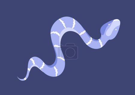 Illustration for Blue snake concept. Mysticism and occultism, sacred bright lizard. Tropical fauna and wild life. Biology and zoology. Poster or banner for website. Cartoon flat vector illustration - Royalty Free Image