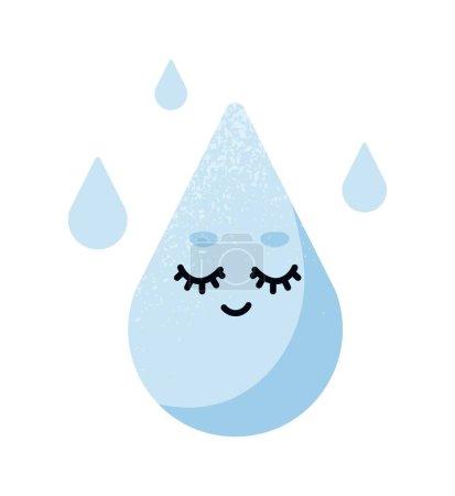 Illustration for Cute drop icon. Water and rain, precipitation and bad weather storm. Atmosphere and weather forecast. Poster or banner for website. Fluid and climate concept. Cartoon flat vector illustration - Royalty Free Image
