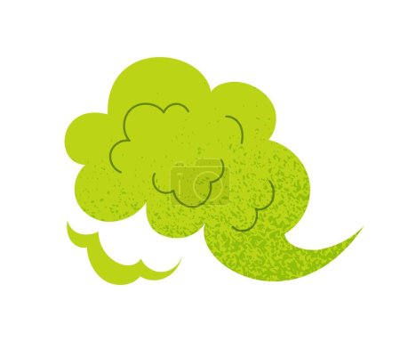 Illustration for Stinky green cloud concept. Toxic smell and fart. Vapor and poison, waste into atmosphere. Poster or banner for website. Dirty breath metaphor. Cartoon flat vector illustration - Royalty Free Image