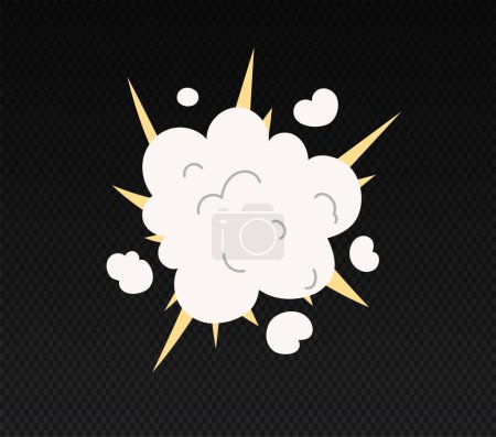 Illustration for Explosive effect concept. Movement and animation, fire and smog or clouds on mine space. Bomb and mine. Cartoon flat vector illustration isolated on transparent background - Royalty Free Image