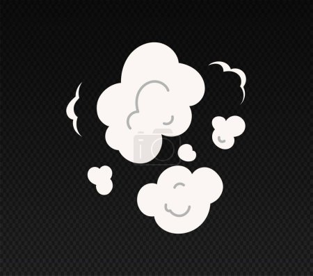 Illustration for Explosive effect concept. Danger explosion and damage on copy space. War, attack and armed conflict. White smog or cloud. Cartoon flat vector illustration isolated on transparent background - Royalty Free Image