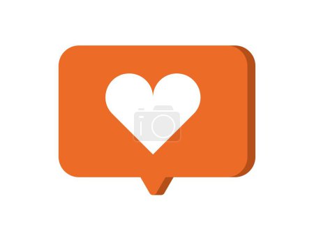 Ilustración de Concepto de like. Burbuja de habla roja con corazón blanco. Elemento gráfico para redes sociales y mensajeros. Reacción, sentimientos y emociones. Dibujos animados ilustración vector plano - Imagen libre de derechos