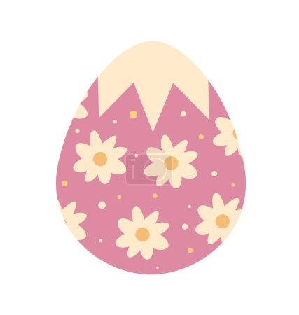Illustration for Colorful egg concept. Symbol of Easter, religious and spring holiday or festival. Natural and organic product painted in purple with flower patterns. Cartoon flat vector illustration - Royalty Free Image