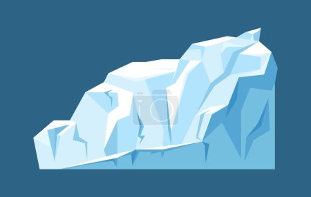 Ilustración de Concepto de hielo ártico. Iceberg para crear hermosos paisajes naturales y panoramas. Pegatina para redes sociales y mensajeros. Ilustración vectorial plana de dibujos animados aislada sobre fondo azul - Imagen libre de derechos