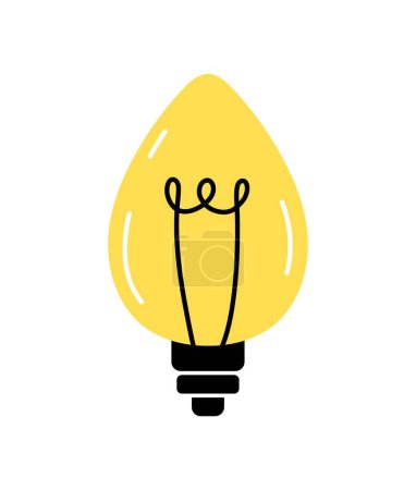 Téléchargez les illustrations : Concept d'ampoule créative. Brainstorming et inspiration. Électricité, énergie et électricité. Sticker pour les réseaux sociaux et les messagers. Illustration vectorielle plate de bande dessinée isolée sur fond blanc - en licence libre de droit