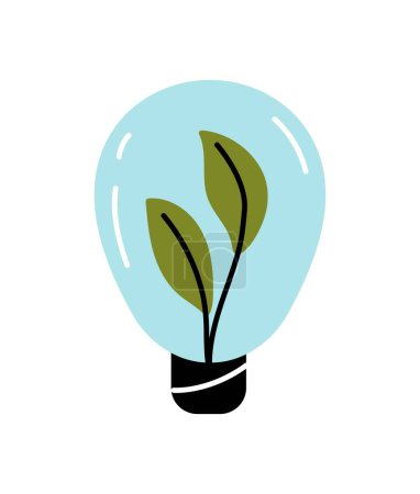 Illustration for Creative light bulb concept. Eco energy, sustainable lifestyle. Poster or banner. Alternative energy sources. Idea and inspiration. Cartoon flat vector illustration isolated on white background - Royalty Free Image
