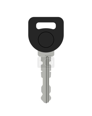 Illustration for Door key concept. Icon for website. Key for office or garage. Item for unlock padlocks. Protection of buildings and private property. Cartoon flat vector illustration isolated on white background - Royalty Free Image
