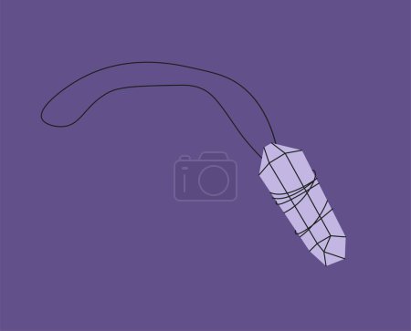 Illustration for Esoteric crystal concept. Magic stone, aesthetics and elegance, decoration. Sticker for social networks and messengers. Cartoon flat vector illustration isolated on violet background - Royalty Free Image