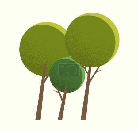 Illustration for Landscape trees concept. Beautiful panorama, summer or spring forest. Wildlife and terrain. Flora and botany. Poster or banner. Cartoon flat vector illustration isolated on white background - Royalty Free Image