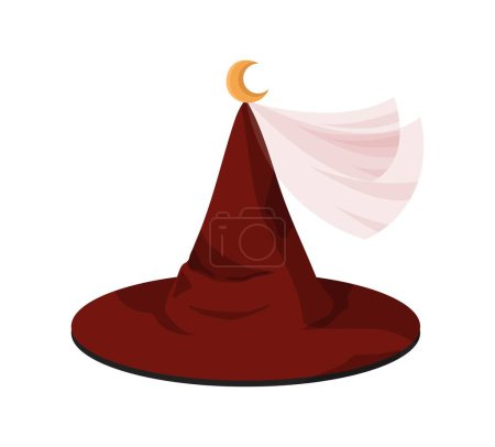 Illustration for Witch hat concept. Holiday of fear and horror. Fantasy and imagination. Magic and mysticism. Magicians accessory and clothing. Cartoon flat vector illustration isolated on white background - Royalty Free Image