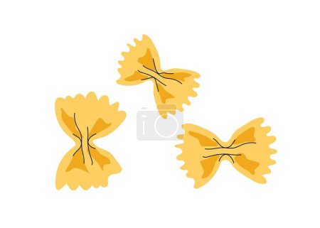 Illustration for Feathers pasta type concept. Traditional Italian cuisine. Ingredients for preparing delicious and healthy dishes. Poster or banner. Cartoon flat vector illustration isolated on white background - Royalty Free Image