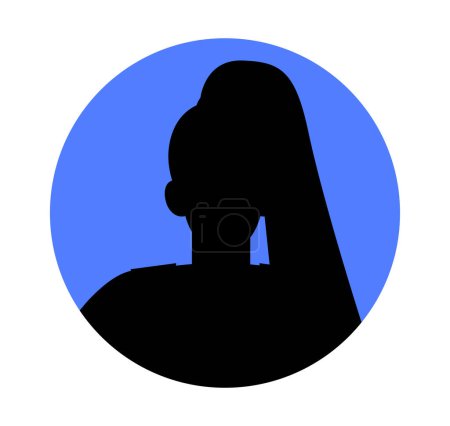 Téléchargez les illustrations : Concept de silhouette avatar féminine. Icône pour site web et élément graphique pour les réseaux sociaux. Conception de profil pour les utilisateurs sur Internet, les applications mobiles et les programmes. Illustration vectorielle plate de bande dessinée - en licence libre de droit