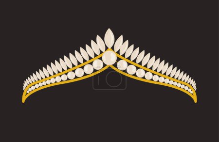 Illustration for Golden luxury royal crown concept. Power and might. Kingdom and monarchy. Accessory and jewel. Imperial family symbol. Cartoon flat vector illustration isolated on black background - Royalty Free Image