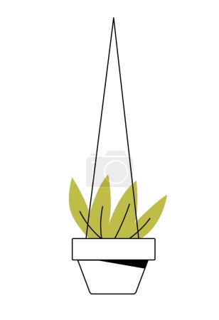 Illustration for Botanical garden white flowerpot concept. Vase with flower or plant on pendant. Decor and interior for home. Comfort and coziness. Cartoon flat vector illustration isolated on white background - Royalty Free Image
