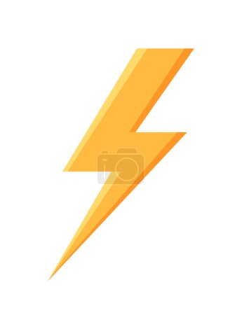 Illustration for Yellow lightning icon concept. Electricity and energy, power. Thunder strike sign, meteorology. Template, layout and mock up. Cartoon flat vector illustration isolated on white background - Royalty Free Image