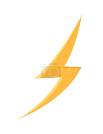 Gelbes Blitz-Symbol-Konzept. Strom, Spannung und Strom. Symbol für Geschwindigkeit. Gefahr und Vorsicht. Vorlage, Layout und Attrappe. Cartoon flache Vektorillustration isoliert auf weißem Hintergrund