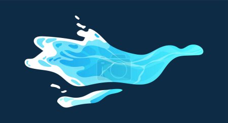 Illustration for Liquid water splash concept. Aqua and H2O drops. Rain and drops, droplet with bubbles. Natural purity. Poster or banner. Cartoon flat vector illustration isolated on dark background - Royalty Free Image
