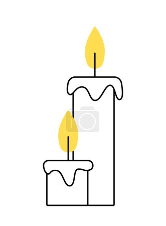 Illustration for Spa line white candle concept. Aromatherapy and wax object. Atmosphere, comfort and coziness. Template, layout and mock up. Linear flat vector illustration isolated on white background - Royalty Free Image