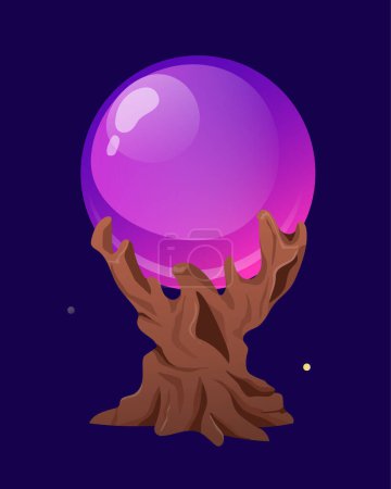 Illustration for Witch crystal balls concept. Witchcraft and sorcery, inventory of clairvoyant and fortune teller. Mysticism and esotericism. Cartoon flat vector illustration isolated on starry background - Royalty Free Image