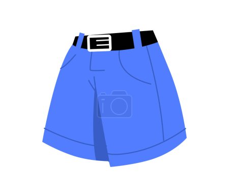 Illustration for Kids blue shorts concept. Fashionable clothes for children and summer season. Fashion and style. Template, layyout and mock up. Cartoon flat vector illustration isolated on white background - Royalty Free Image