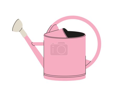 Illustration for Pink watering can concept. Gardening and agriculture, horticulture, farming. Sticker for social networks and messengers. Cartoon flat vector illustration isolated on white background - Royalty Free Image