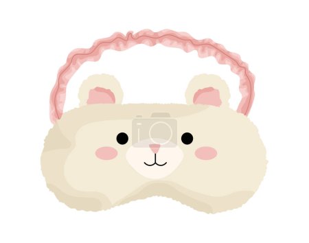 Illustration for Cute white sleep mask sticker concept. Pajama and sleepwear in rabbit shape. Accessory and item of clothing for sleep and dream. Cartoon flat vector illustration isolated on white background - Royalty Free Image