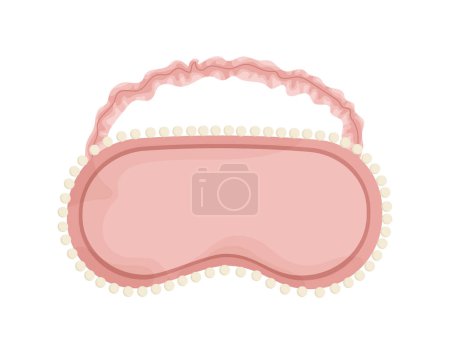 Illustration for Cute pink sleep mask sticker concept. Pajama and sleepwear. Comfort and coziness. Dream, rest and relax. Template, layout and mock up. Cartoon flat vector illustration isolated on white background - Royalty Free Image