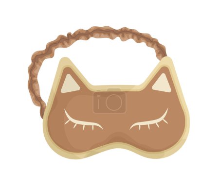 Illustration for Cute brown sleep mask sticker concept. Pajama and sleepwear in cat shape. Comfort and coziness, recuperation. Template and mock up. Cartoon flat vector illustration isolated on white background - Royalty Free Image