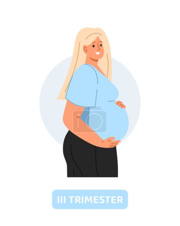 Illustration for Woman in pregnancy stage concept. Young girl with belly. Expectant mother, biology and anatomy. Poster or banner for website. Cartoon flat vector illustration isolated on white background - Royalty Free Image