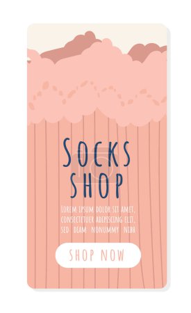 Illustration for Banner with socks concept. Knitted wear and apparel element. Textile and cotton clothes. Graphic element for website. Cartoon flat vector illustration isolated on white background - Royalty Free Image
