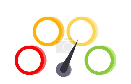 Illustration for Colorful speedometer concept. Gauge meter, infographics and data visualization. Statistics and progress. Graphic element for website. Cartoon flat vector illustration isolated on white background - Royalty Free Image