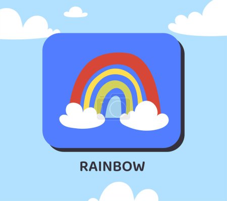 Photo for Weather effect rainbow concept. Design element for mobile forecasting application. Summer seaso and weather after rain. Cartoon flat vector illustration isolated on sky background - Royalty Free Image