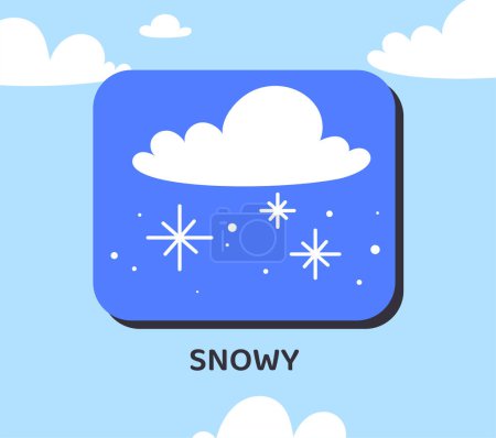 Illustration for Weather effect snowy concept. Design element for mobile forecasting application. Winter season and cold weather. Template and layout. Cartoon flat vector illustration isolated on sky background - Royalty Free Image