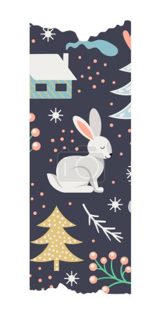 Illustration for Scrapbook paper tape concept. Christmas and New Year ornament. Supply for school and office. Bookmark, flyer and leaflet. Cartoon flat vector illustration isolated on white background - Royalty Free Image