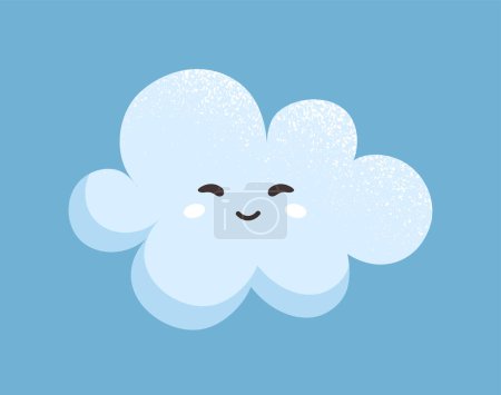 Illustration for Cute cloud character concept. Weather forecast design element. Dream, rest and relax. Sticker for social networks and messengers. Cartoon flat vector illustration isolated on blue background - Royalty Free Image