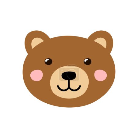 Illustration for Cute bear head in cartoon style. Brown bear face for baby and kids design. Funny smiling farm animal in cartoon style. Vector illustration - Royalty Free Image