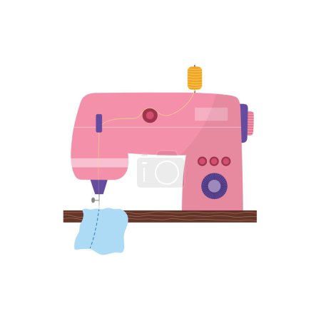 Illustration for Cute sewing machine in cartoon style. Handmade equipment for dressmaking. Accessory for sewing. Vector illustration - Royalty Free Image