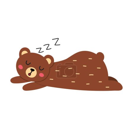 Illustration for Cute sleeping brown bear print. Good night character in cartoon style for kids and baby design. Sweet dreams vector illustration with forest animal - Royalty Free Image