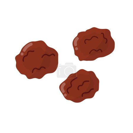 Illustration for Raisins dried fruit isolated on white background. Brown raisins print in cartoon style. Organic healthy food clipart. Vector illustration - Royalty Free Image
