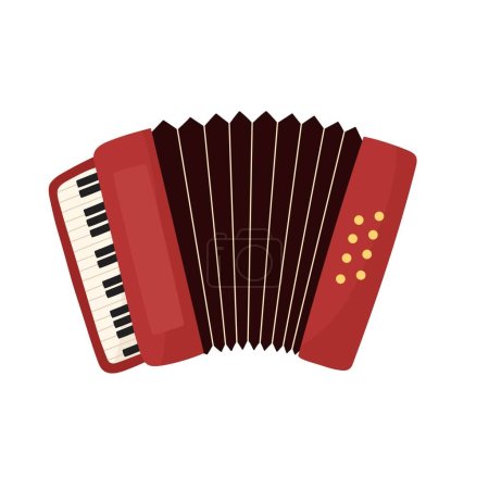 Téléchargez les illustrations : Instrument de musique accordéon isolé sur fond blanc. Élément de musique Bayan dans le style dessin animé. Illustration vectorielle - en licence libre de droit